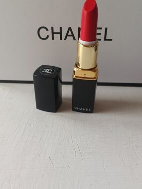 CHANEL Red Lipstick with Black and Gold Case